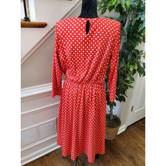 Vintage Via Sant Andrea Red Polyester Round Neck Long Sleeve Knee Length Dress M - Picture 5 of 12